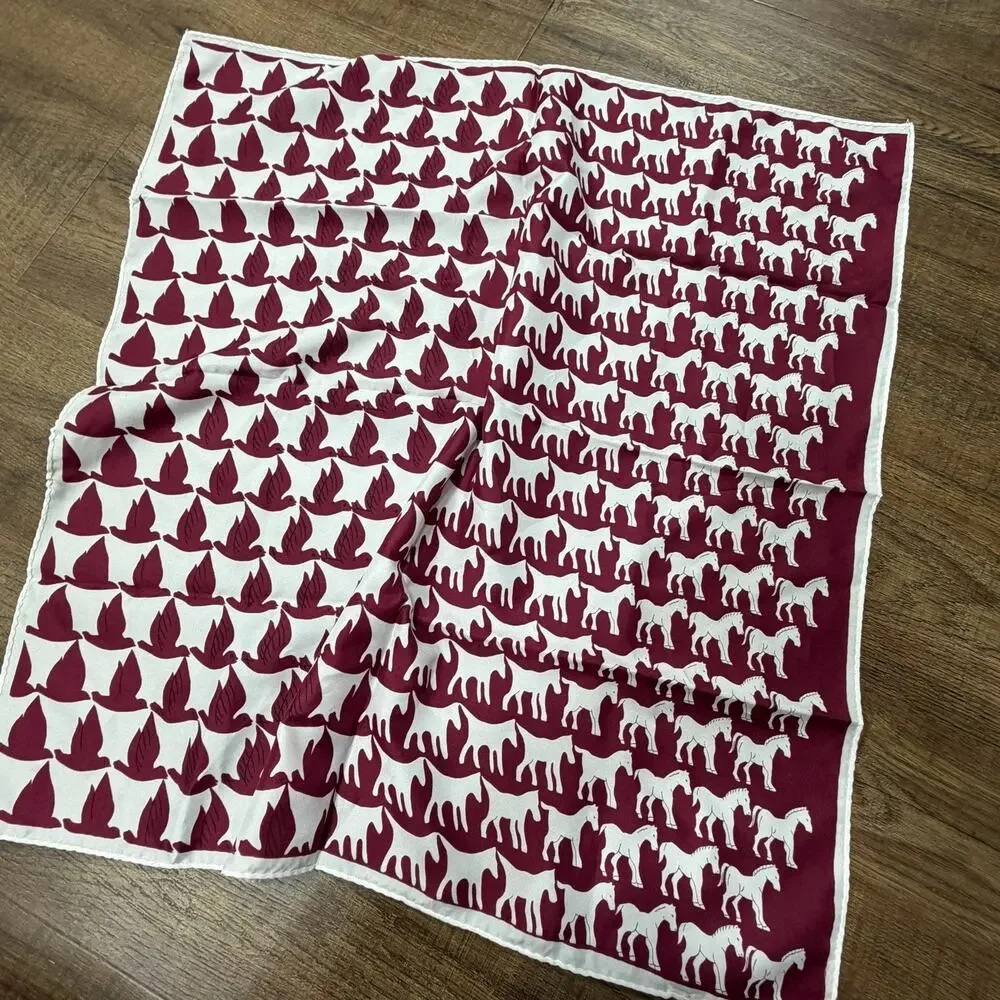 Vintage Red White Horse Bird Tessellation Scarf 24